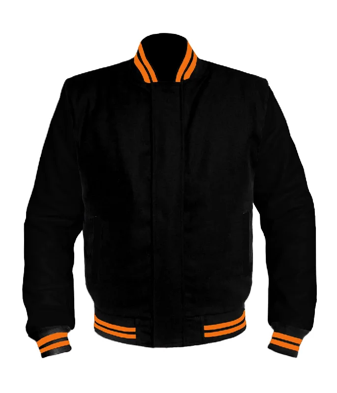 Original American Varsity Black Leather Sleeve Letterman College Baseball Women Wool Jackets #BSL-ORSTR-BZ Embroidered Jacket Appliqued Jacket Beaded Jacket