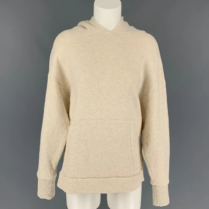 V :: ROOM Size 2 Cream Cotton Blend Heather Hooded Pullover High Neck Pullover