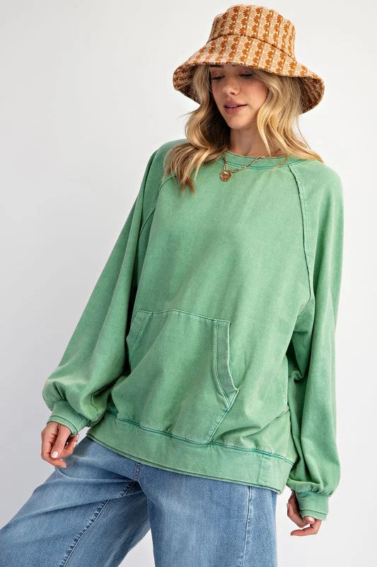 Casually Perfect Washed Sage Pullover Oversized Cozy Pullover