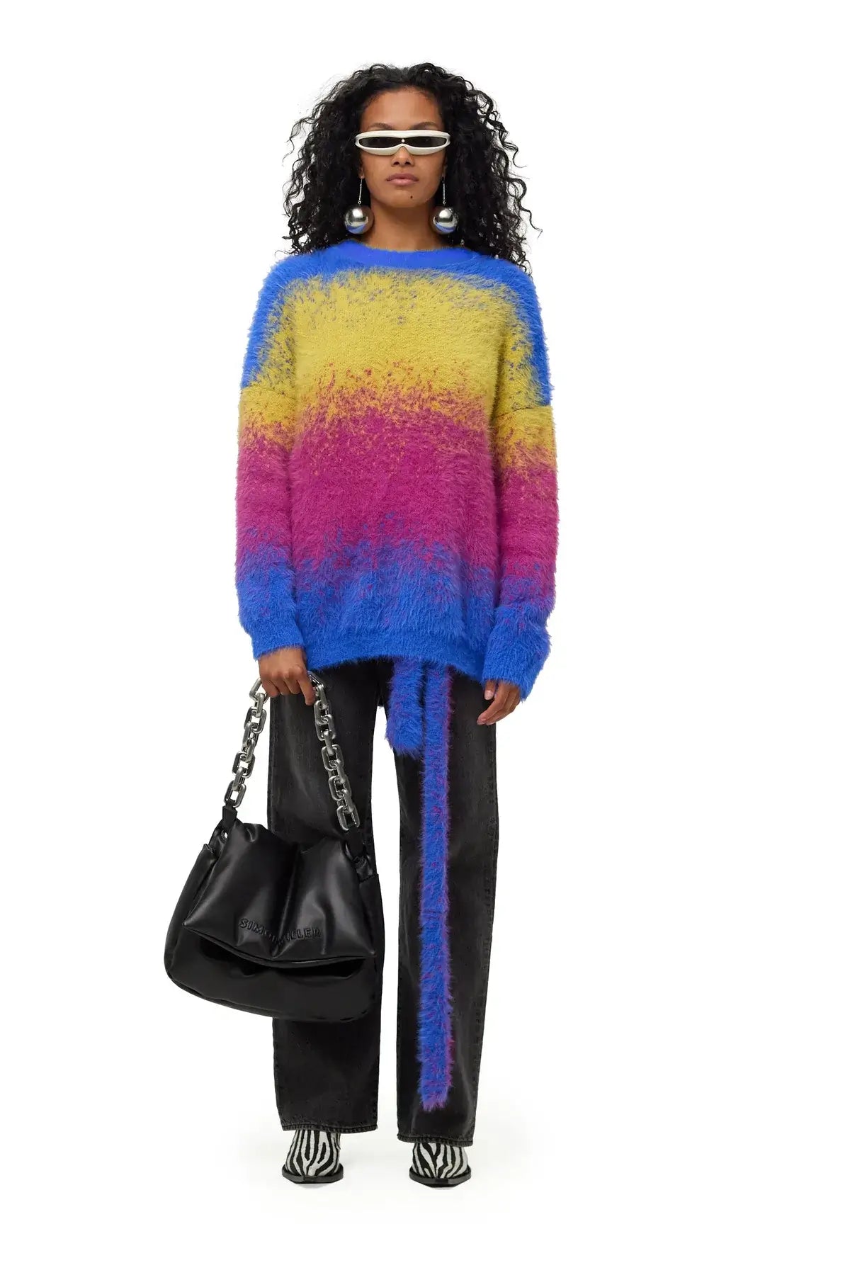 SIMON MILLER - DOZY SWEATER in Happy Knit Boat Neck Shawl Collar Notched Collar