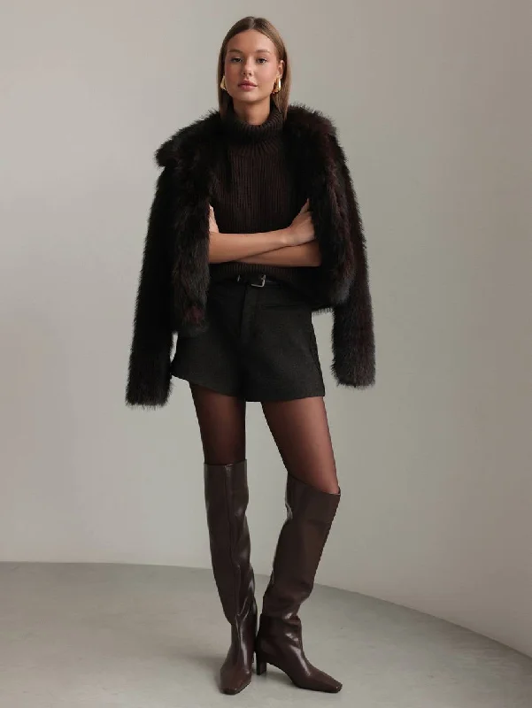 Luxurious Faux-Fur Jacket Bomber Jacket Anorak Windbreaker