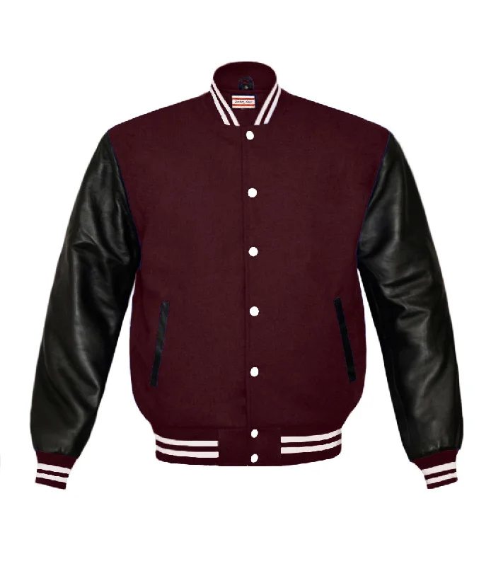 Superb Genuine Black Leather Sleeve Letterman College Varsity Women Wool Jackets #BSL-WSTR-WB Zip Front Button Front Snap Front Superb Genuine Black Leather Sleeve Letterman College Varsity Women Wool Jackets #BSL-WSTR-WB Zip Front Button Front Snap Front