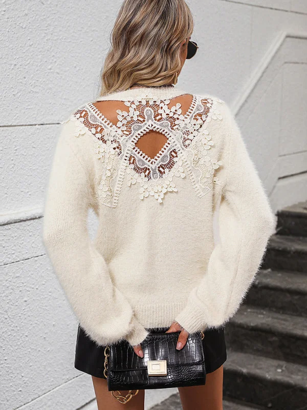 Simone's Floral Pattern Knitted Round Neck Long Sleeve Pullover Sweater Bardot Neck Top Simone's Floral Pattern Knitted Round Neck Long Sleeve Pullover Sweater Bardot Neck Top