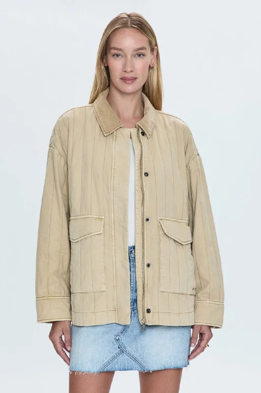Cecile Quilted Jacket - Canoe Embroidered Jacket Appliqued Jacket Beaded Jacket