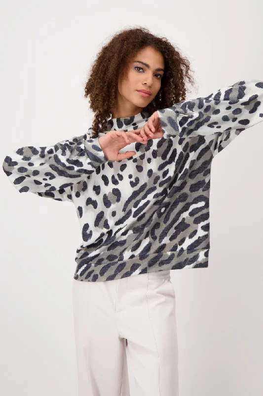 Pullover, frozen green gemustert Short Puff Sleeve