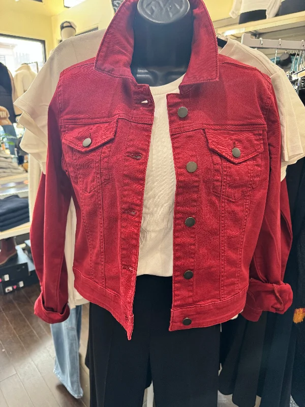 Julia Crop Jacket [Red] Oversized Jacket Tailored Jacket Straight Jacket