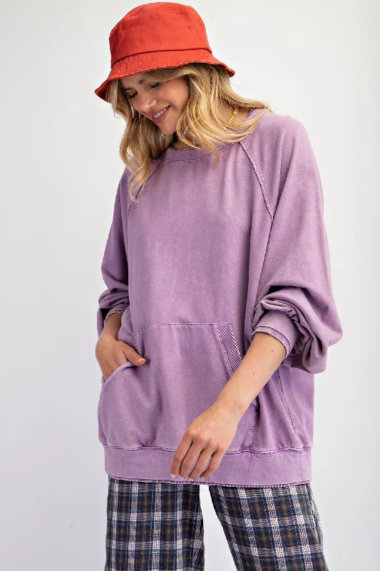 Casually Perfect Washed Lavender Pullover Seamless Knit Pullover