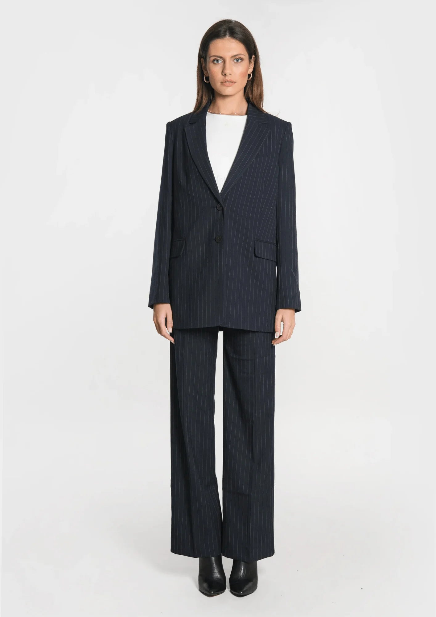 BLACK STRIPED TROUSERS Trousers Trousers Formal