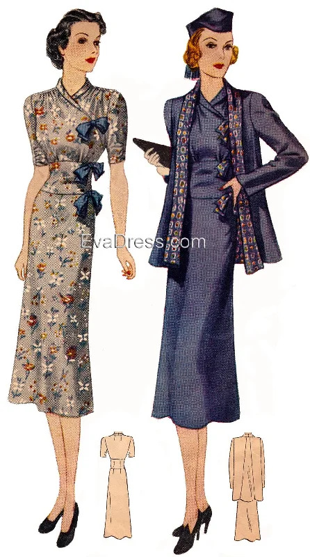 E-PATTERN 1938 Dress & Reversible Jacket E2653 Stand-Up Collar Roll-Neck Collar Turtle Neck E-PATTERN 1938 Dress & Reversible Jacket E2653 Stand-Up Collar Roll-Neck Collar Turtle Neck
