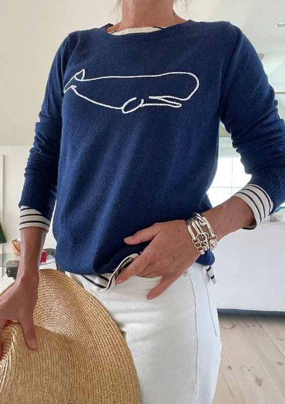 Cashmere Nantucket Whale Sweater Tailored Straight A-Line