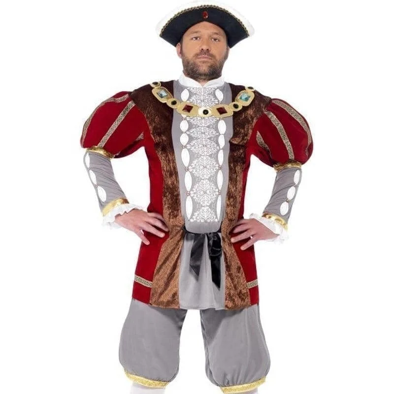 Henry VIII Deluxe Costume Adult Red Grey Jacket Pantaloons Jewel Decoration Trench Coat Raincoat Waterproof Jacket Henry VIII Deluxe Costume Adult Red Grey Jacket Pantaloons Jewel Decoration Trench Coat Raincoat Waterproof Jacket