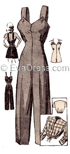 E-PATTERN 1940's Ladies' Summer Overalls, Playsuit and Jacket E4536 Welt Pockets Slit Pockets Flap Pockets E-PATTERN 1940's Ladies' Summer Overalls, Playsuit and Jacket E4536 Welt Pockets Slit Pockets Flap Pockets
