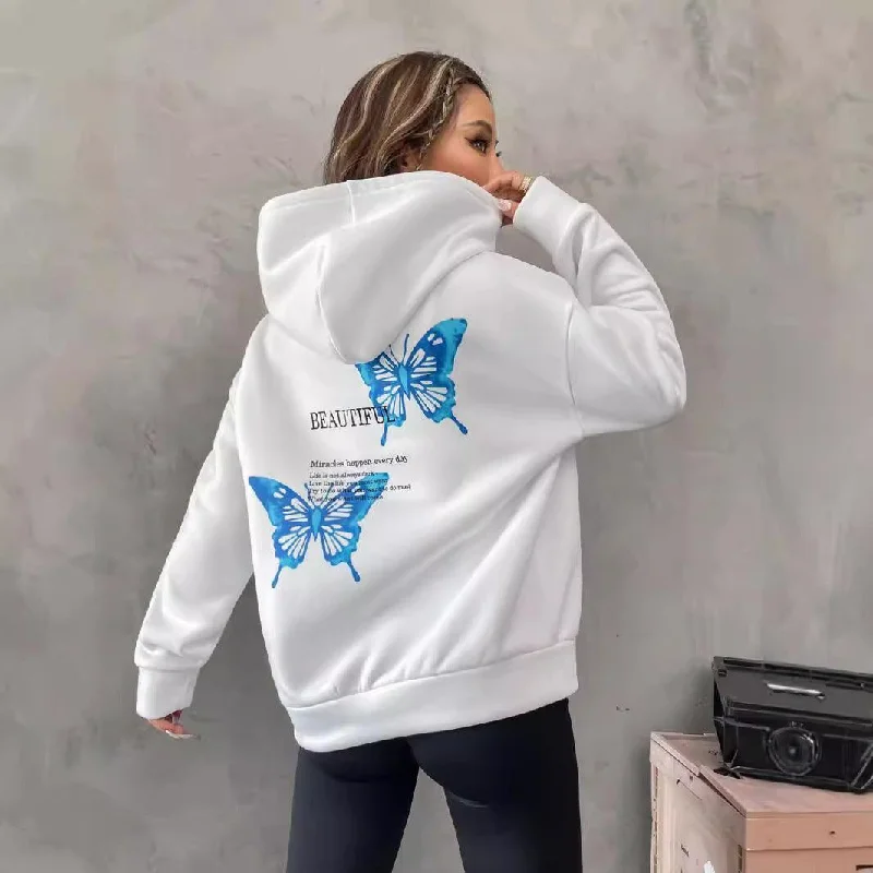 Spring and Autumn Slim Fit Hooded Pullover - Long Sleeve Top Leisure Top in White, Black & Light Gray Scalloped Neck Pullover