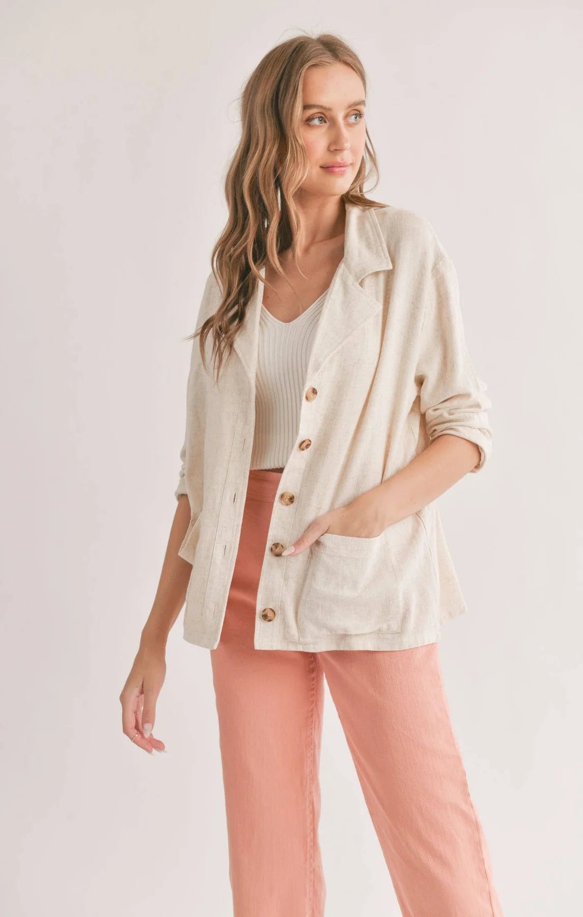 Sadie And Sage La Luna Linen Blend Jacket With Pockets Knit Jacket Woven Jacket Fleece Jacket Sadie And Sage La Luna Linen Blend Jacket With Pockets Knit Jacket Woven Jacket Fleece Jacket
