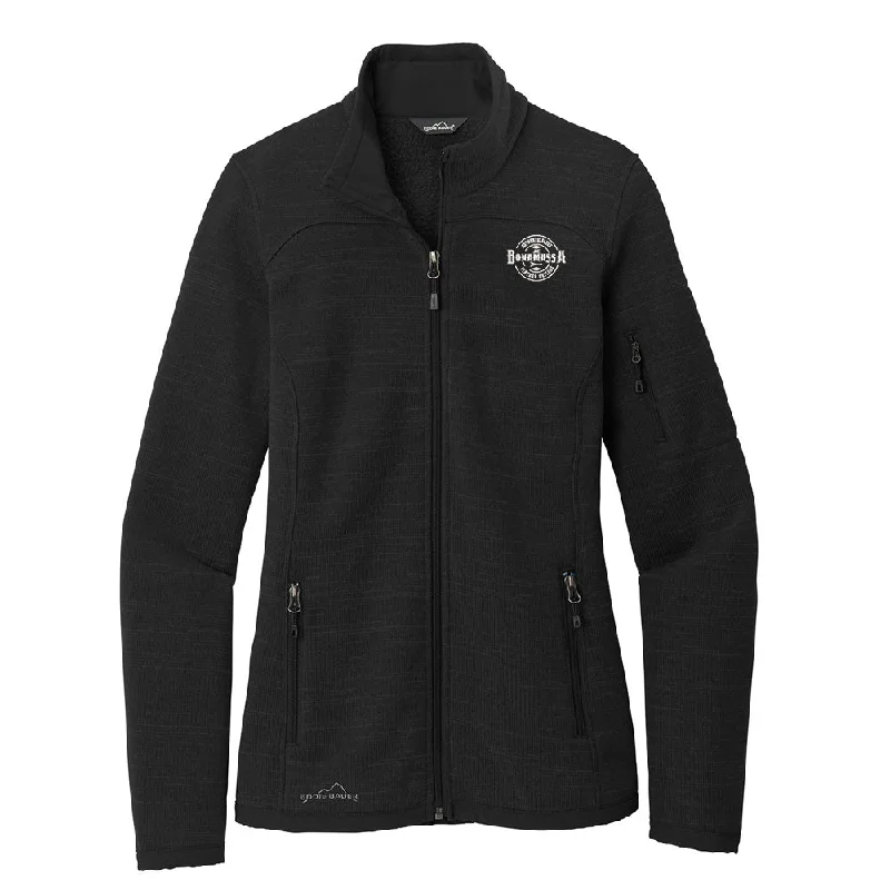 Authentic Blues Eddie Bauer Sweater Fleece Full-Zip (Women) Silk Blend Satin Velvet
