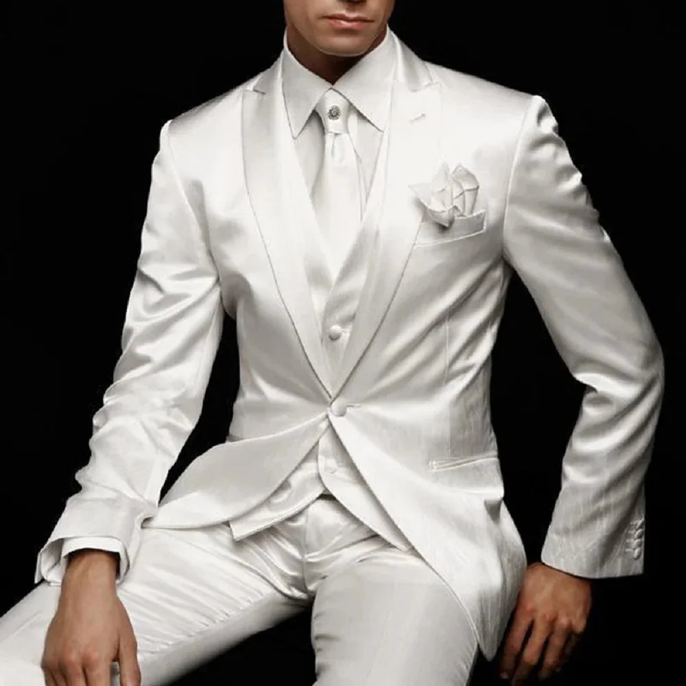Cinessd Fashion Suits For Men White Wedding Mens Suits for Groom Tuxedos Slim Fit Prom Party Custom Satin Suits 3 Piece (Jacket+Pants+ Vest) Male Clothes dandy Tiered Jacket Buttoned Jacket Zippered Jacket Cinessd Fashion Suits For Men White Wedding Mens Suits for Groom Tuxedos Slim Fit Prom Party Custom Satin Suits 3 Piece (Jacket+Pants+ Vest) Male Clothes dandy Tiered Jacket Buttoned Jacket Zippered Jacket