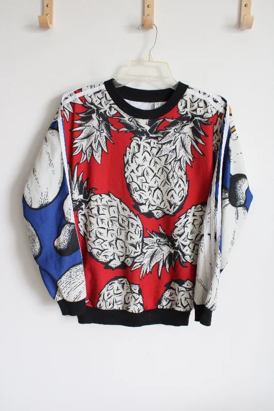 Adidas x Farm Rio Pullover All-Over Tropical Sweatshirt | XXS Chenille Soft Sweater