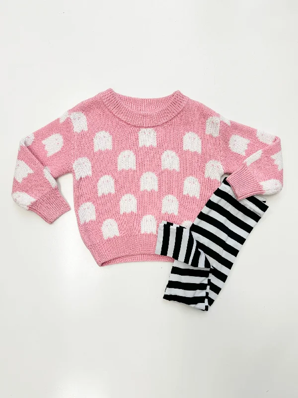 Pink Ghosts Sweater & Leggings Set Graphic Sweater Embroidered Appliqued