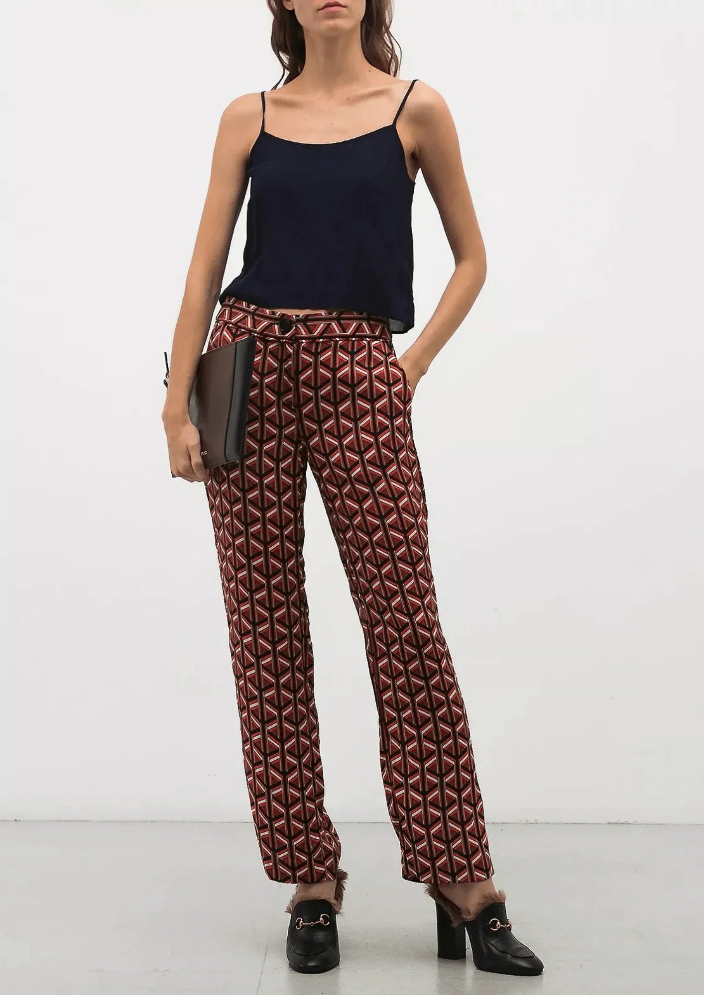 BROWN PRINTED TROUSERS Trousers Evening Elegant