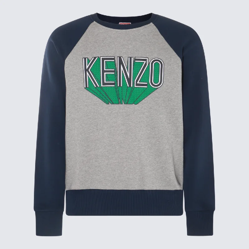 Kenzo Sweaters Grey Mesh Sweater Canvas Denim