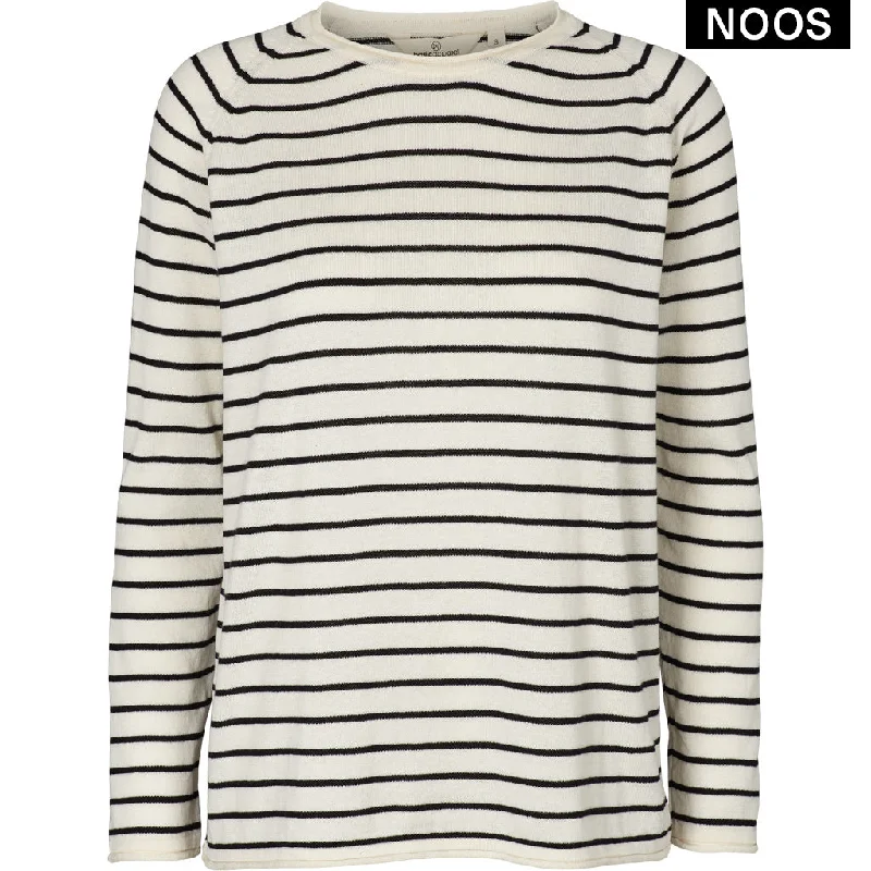 Basic Apparel - Soya Sweater Stripe - Whisper White/Sort Solid Color Striped Floral Print