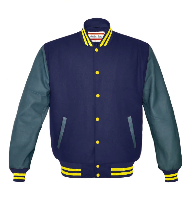 Superb Genuine Grey Leather Sleeve Letterman College Varsity Women Wool Jackets #GYSL-YSTR-YB Jacket Blazer Coat Superb Genuine Grey Leather Sleeve Letterman College Varsity Women Wool Jackets #GYSL-YSTR-YB Jacket Blazer Coat