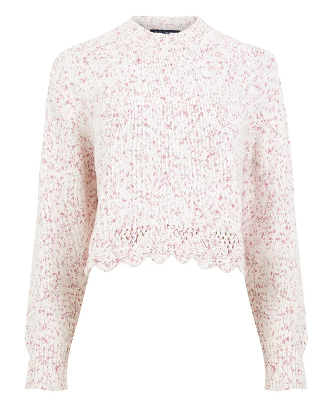 Nevanna Recycled Scallop Hem Sweater - Rose Kiss Polka Dot Checkered Tartan