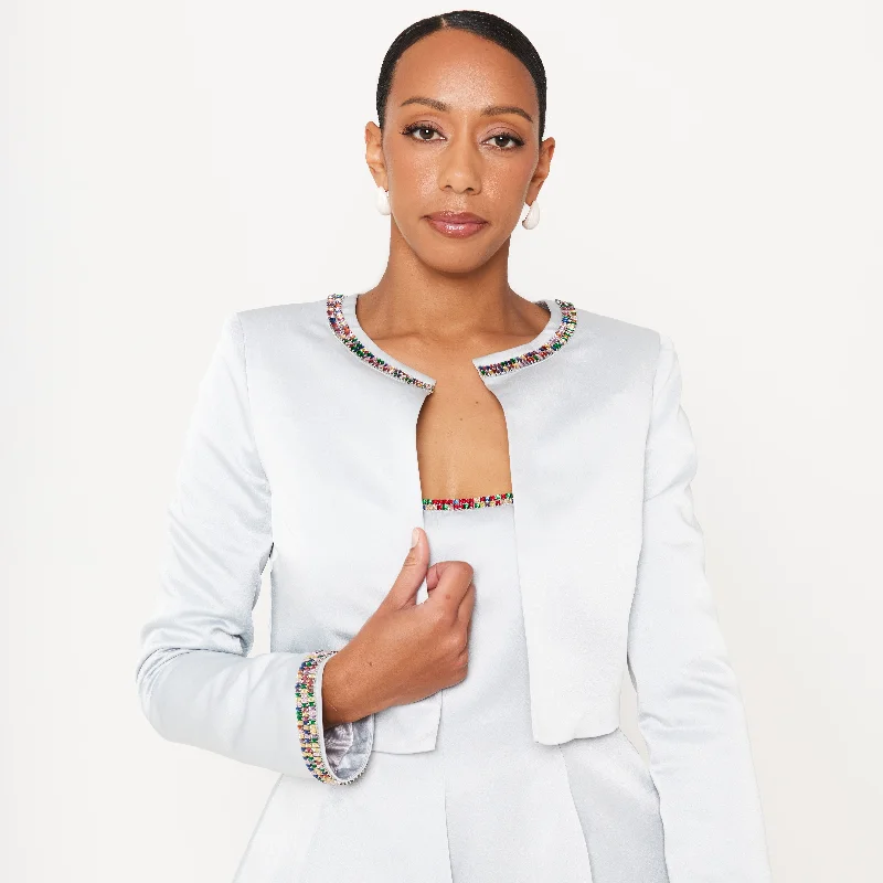 Women’s Rhinestone Jacket Front Pockets Side Pockets Patch Pockets