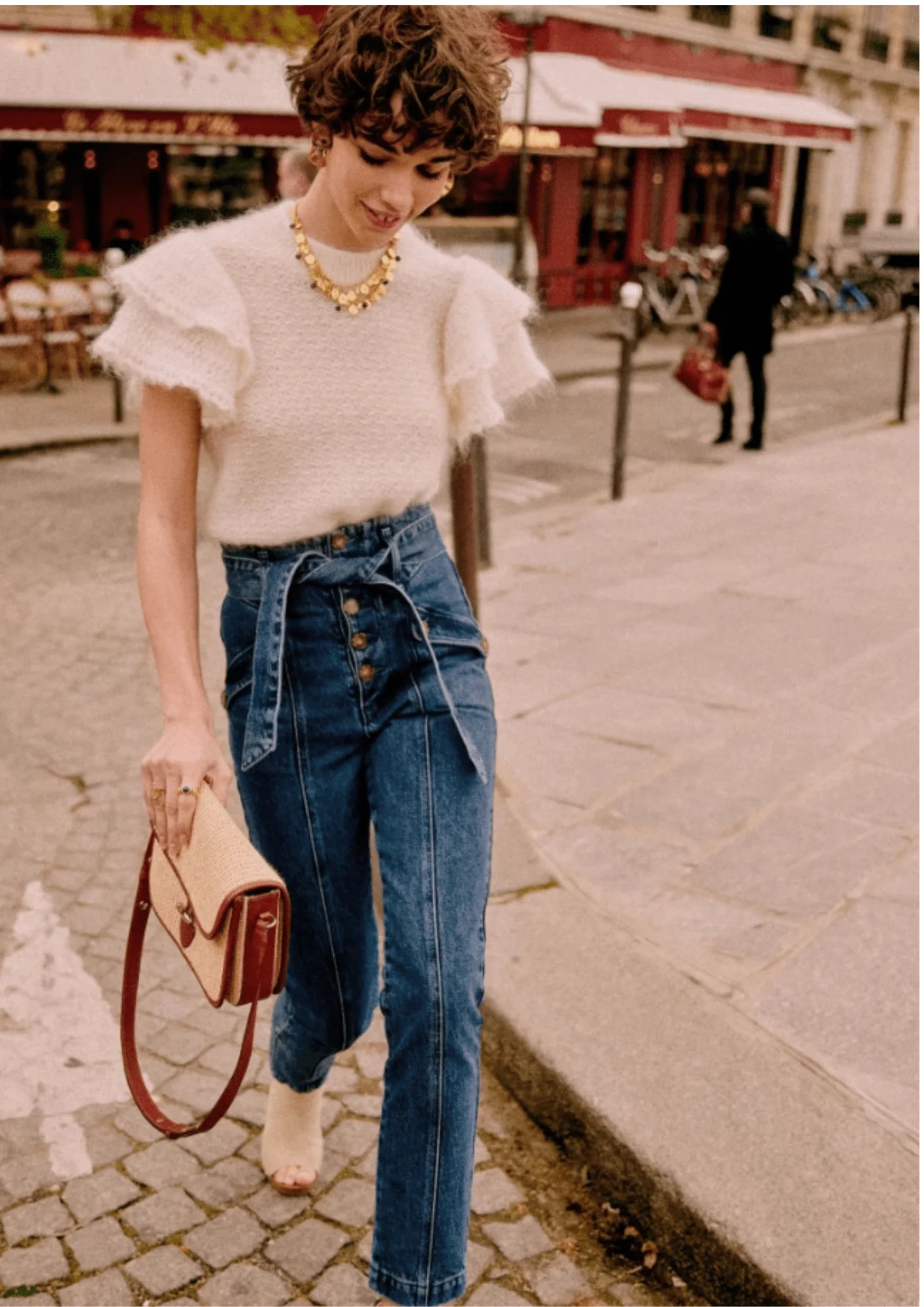 MAXIMO DENIM TROUSERS Wide Leg Loose Fit Mid Waist