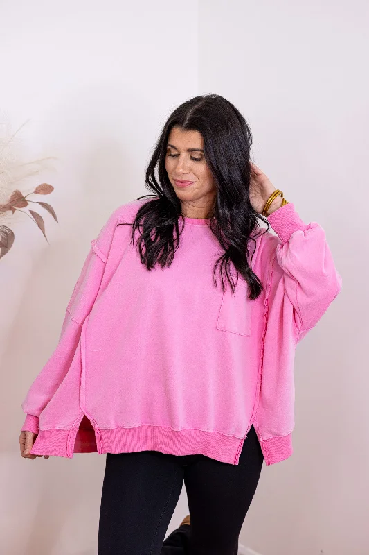 Trending On Washed Pink Pullover Fine Merino Wool