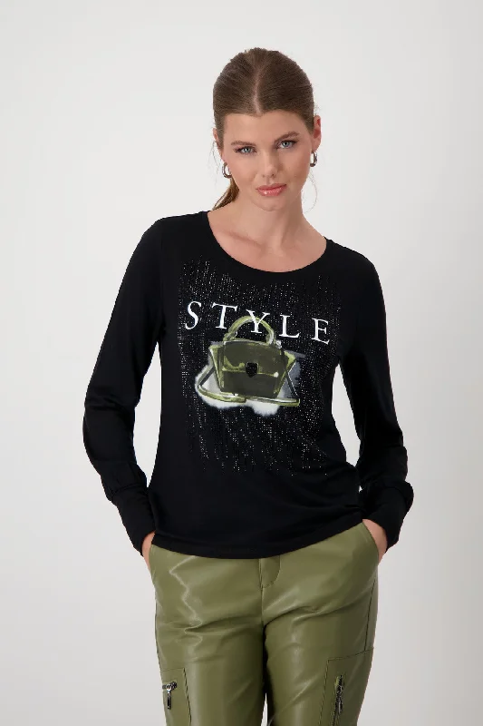 Pullover, schwarz Lantern Sleeve Elegant