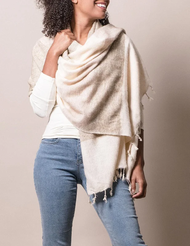 Himalayan Yak Wool Wrap - Cream