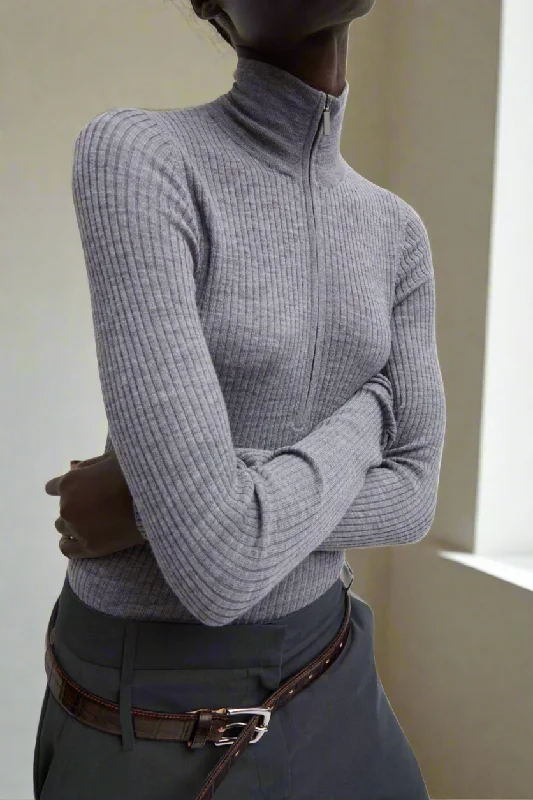 Half Zip Ribbed Sweater