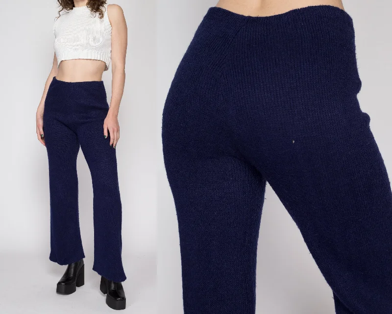 Med-Lrg 70s 80s Navy Blue Knit Lounge Pants