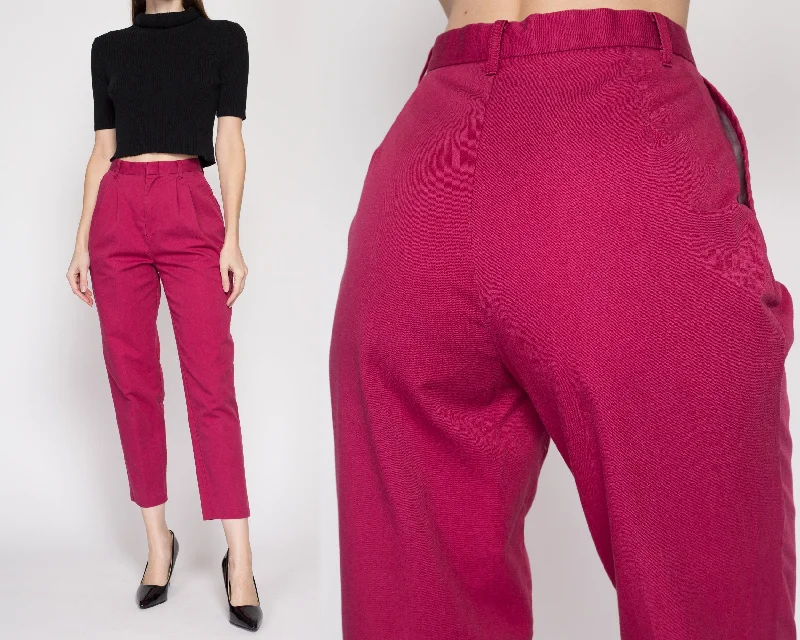 Petite Small 80s Chic Raspberry Pink Trousers 25”