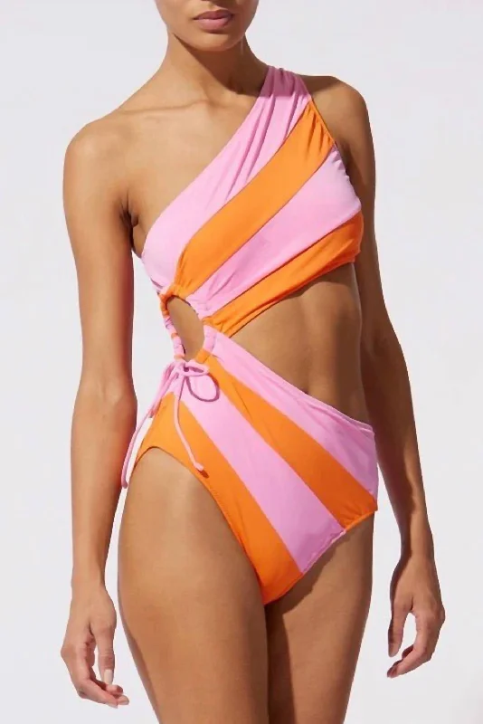 The Randall One Piece Swimsuit In Pink/clementine