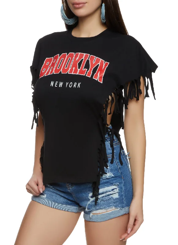 Brooklyn New York Fringe Open Side Graphic Tee