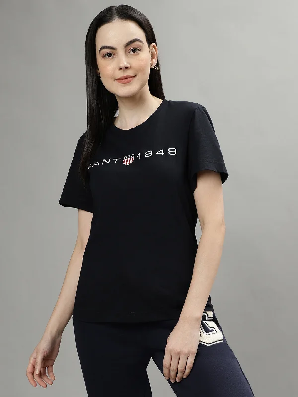 Gant Black Fashion Logo Regular Fit T-Shirt