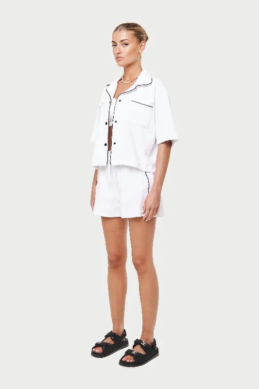 HEAVYWEIGHT TOWELLED RESORT SHIRT- WHITE