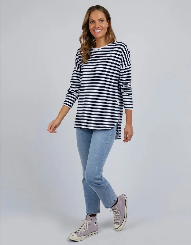 Lauren Stripe Long Sleeve Tee - Navy & White Stripe