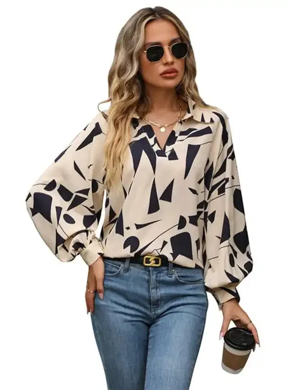 women’s autumn winter long sleeve printed shirt