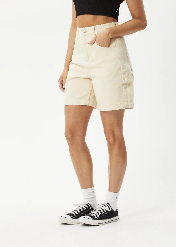 AFENDS Womens Emilie - Denim Carpenter Short - Sand