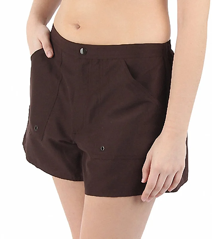 Maxine Solids Woven Board Shorts Brown