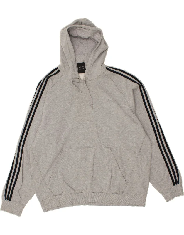 ADIDAS Mens Hoodie Jumper 3XL Grey Cotton