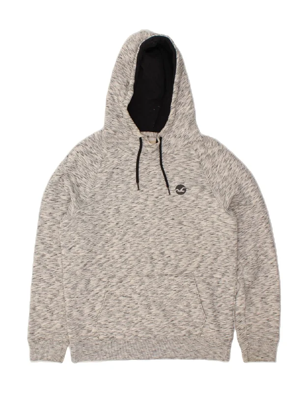 HOLLISTER Mens Hoodie Jumper Small Grey Flecked Cotton