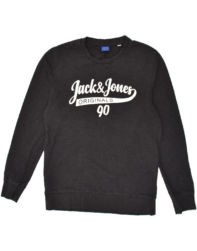 JACK & JONES Mens Graphic Sweatshirt Jumper Large Grey Cotton