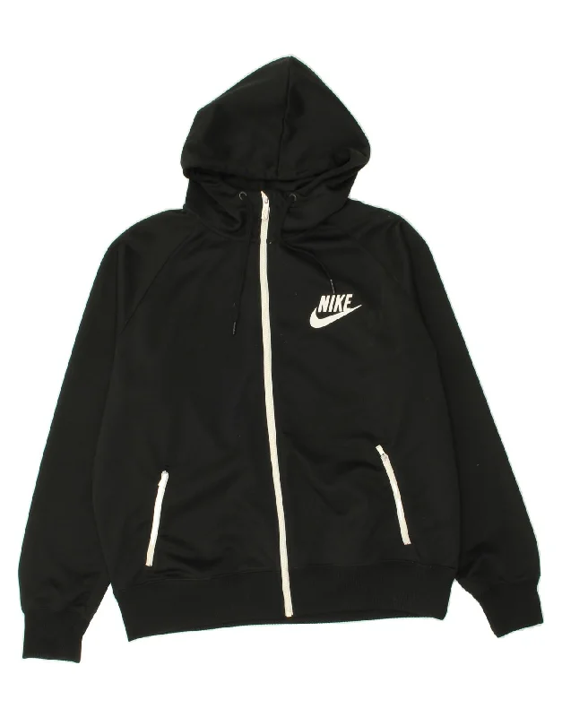 NIKE Mens Tall Graphic Zip Hoodie Sweater XL Black Polyester