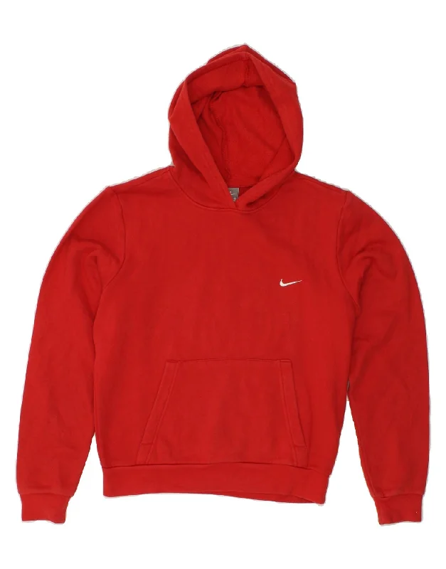 NIKE Womens Crop Hoodie Jumper UK 8/10 Small Red Cotton