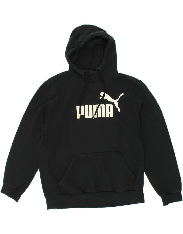 PUMA Mens Graphic Hoodie Jumper Large Black Cotton